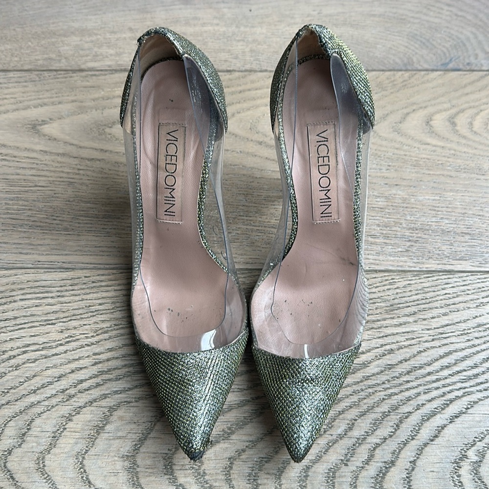 Vicedomini gold and pvc heels